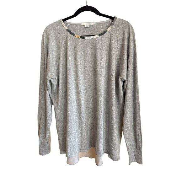 Boden Tops - Boden Womens Gray Long-Sleeve Knit Top Size US 16 UK 20 Silk Cotton Blend NEW